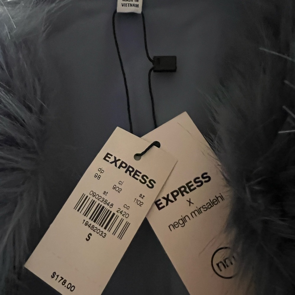 EXPRESS x Negin Mirsalehi Faux Fur Bomber Jacket. Size S NWT - Picture 6 of 7